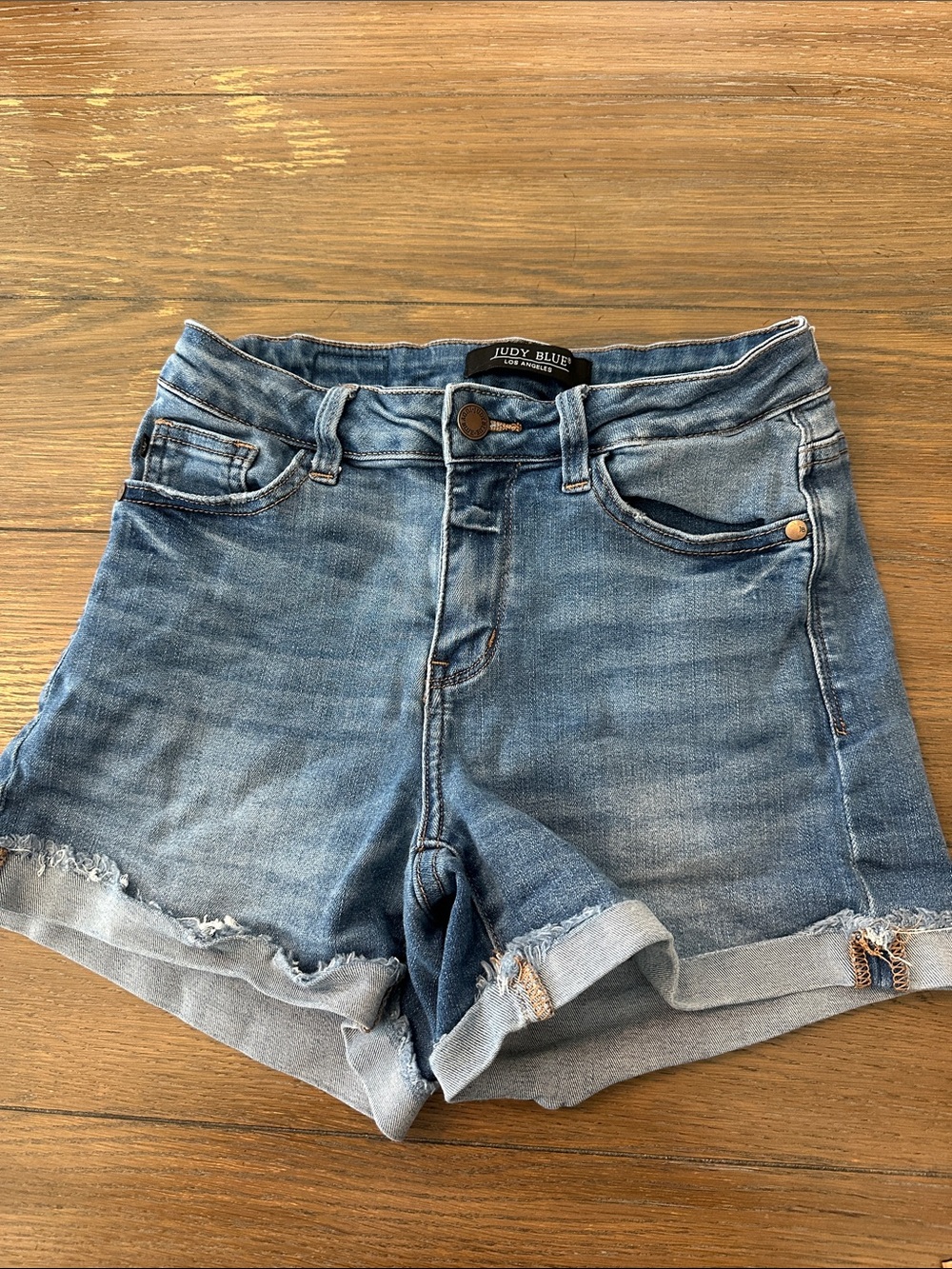 Judy‎ Blue cuffed shorts with distressed hem